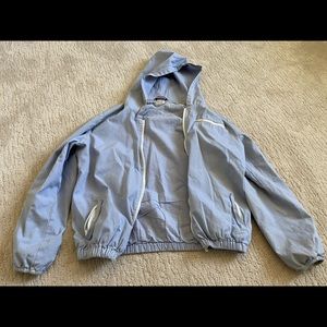 Blue zip up jacket with hood